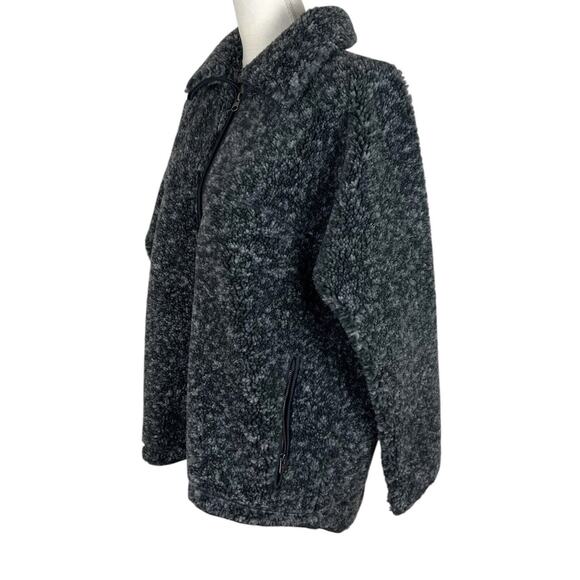 ARKET High-Neck Pile Jacket Black White Melange Scandinavian Cozycore Sz Medium - Picture 5 of 11